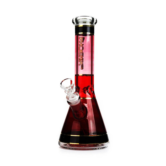 PHX 10" 24K Gold Trim Beaker Water Pipe [CX] Red